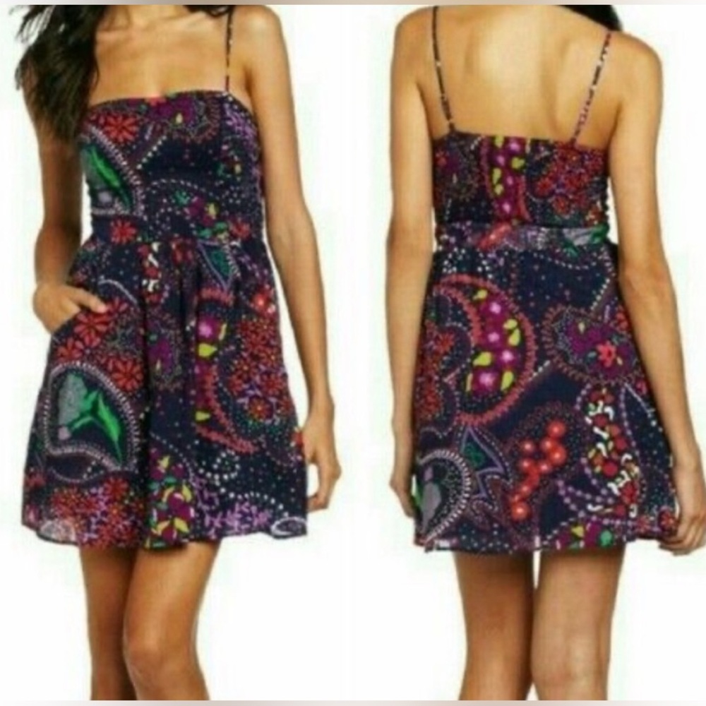 Lilly Pulitzer Anna Lynne Cotton Print Dress in Navy Size Medium Pockets Lined